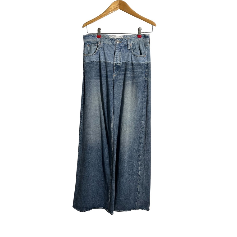 RAG & BONE Miramar Sofie Wide-Leg Pant Two-Tone Sweatpant Jeans Antonia Wash - Picture 3 of 14